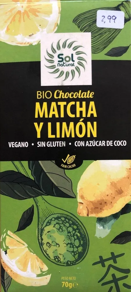 Bio chocolate matcha y limón