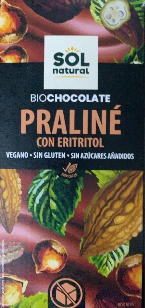 Bio chocolate praliné con erititrol
