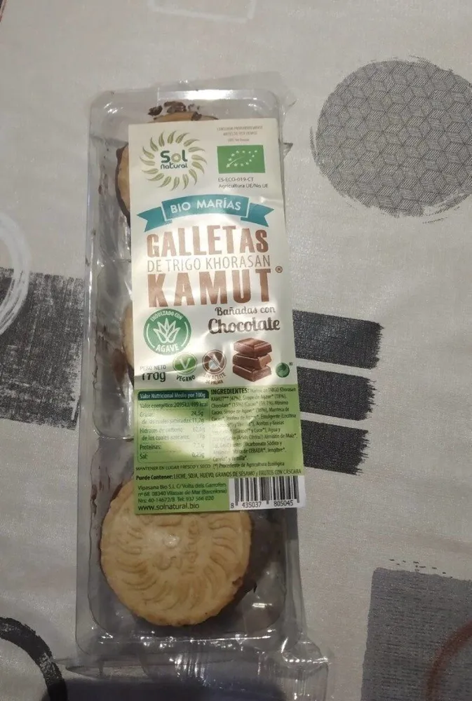 Galletas de trigo khorasan kamut bañadas con chocolate