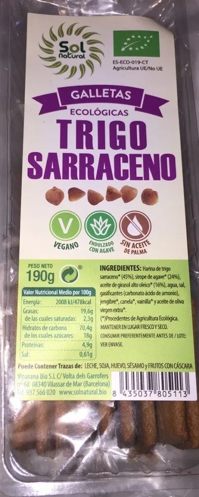Galletas ecológicas trigo sarraceno