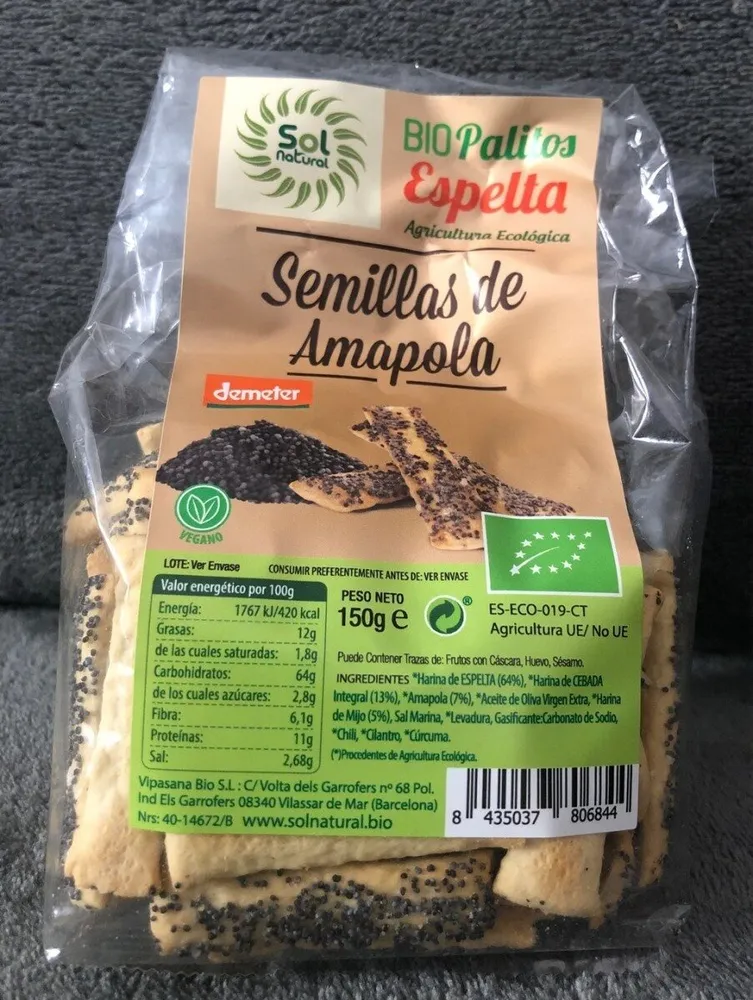Bio Palitos Espelta - Semillas de Amapola