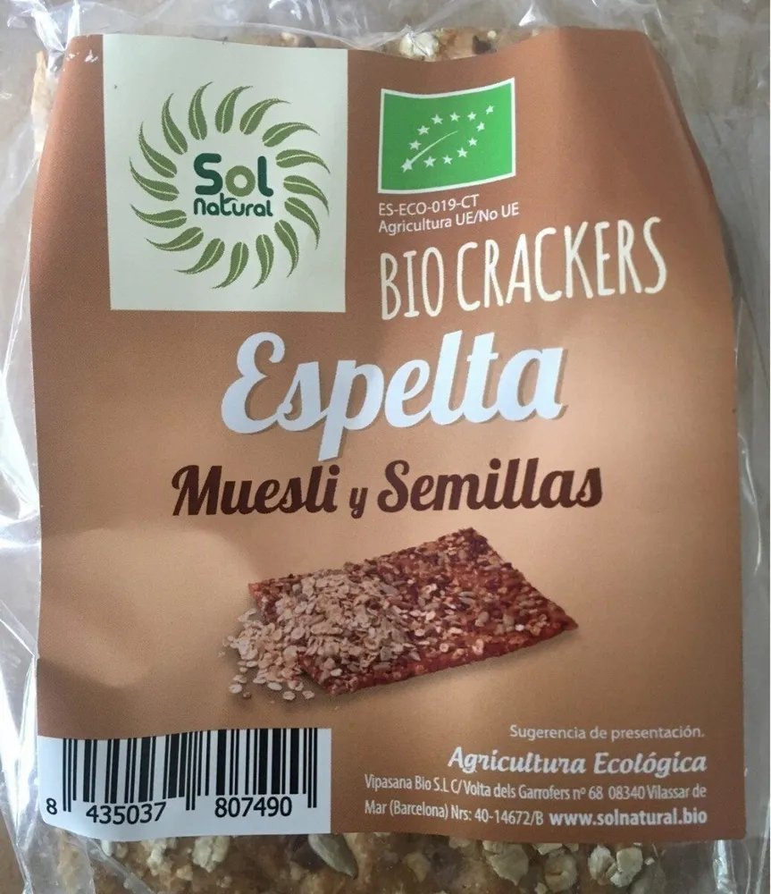 Bio crackers espelta muesli y semillas