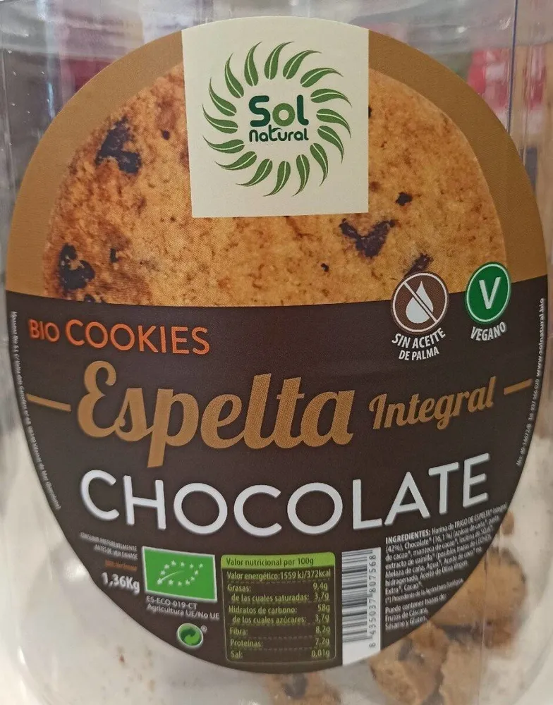 Bio Cookies Espelta integral con chocolate