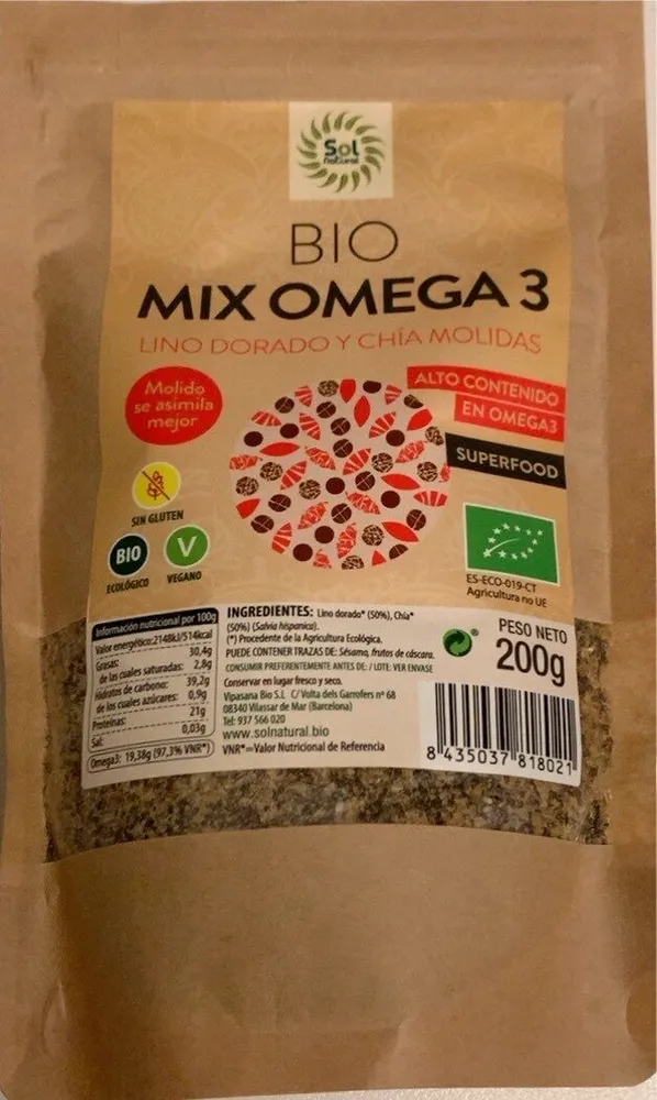 Bio Mix Omega 3 Lino dorado y chía molidas