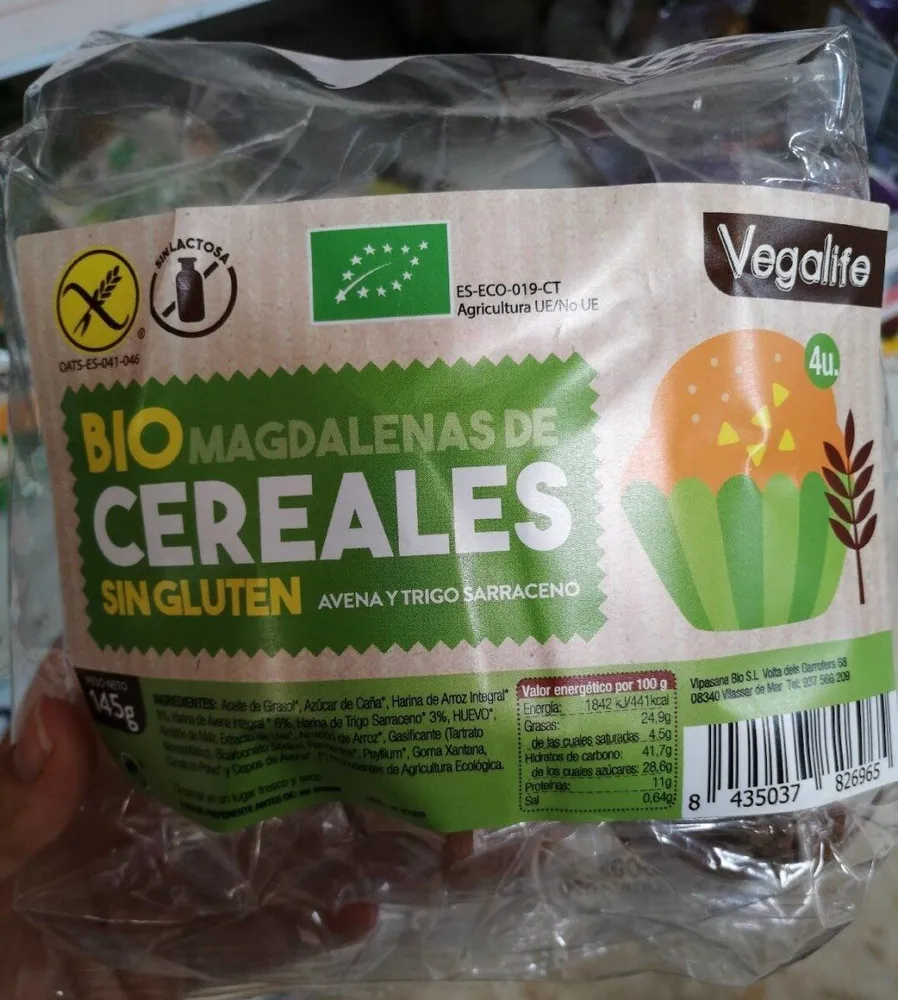 Bio Magdalenas de Cereales Sin Gluten