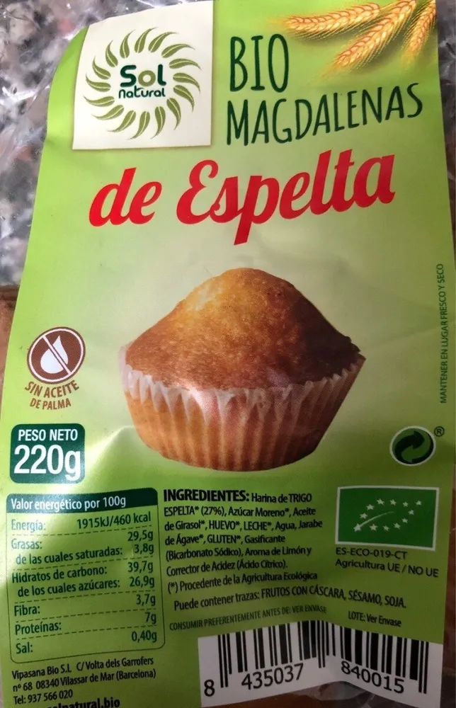 Bio magdalenas de espelta