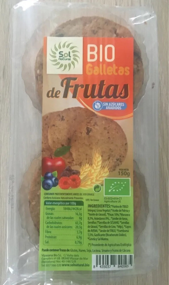 Biogalletas de frutas