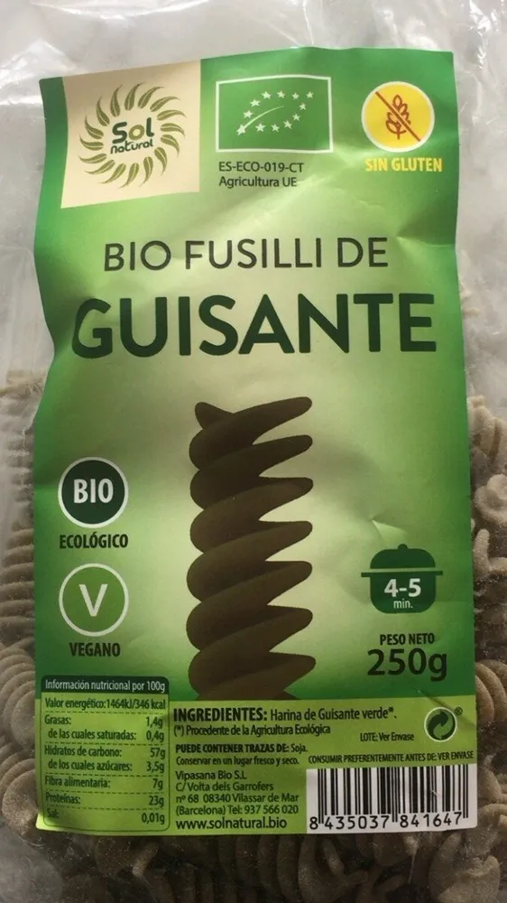 Bio fusilli de guisante