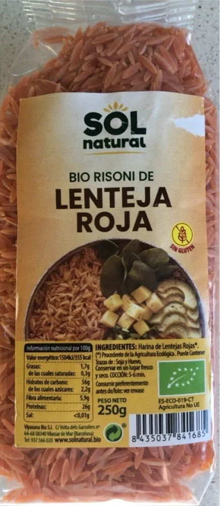 Bio Risoni de LENTEJA ROJA