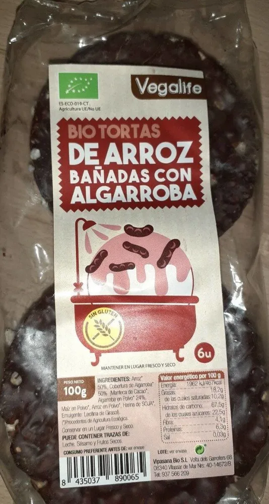 Tortas de arroz con algarroba