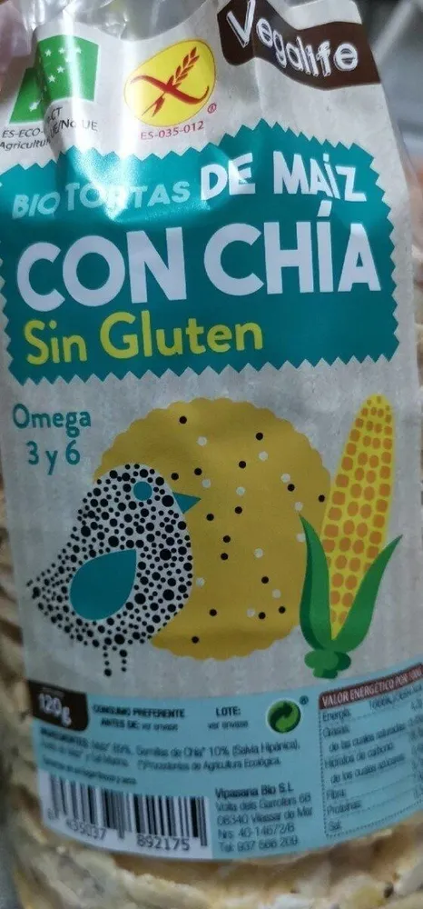 Biotortas de maíz con Chía