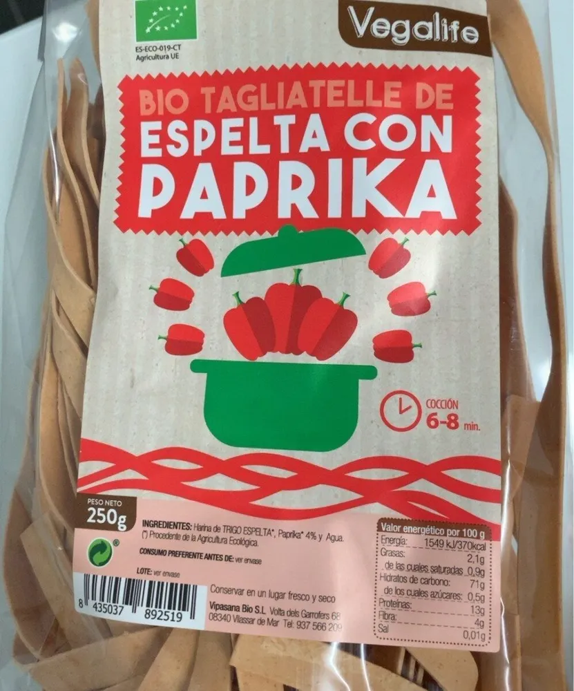 Tagliatelle espelta con paprika