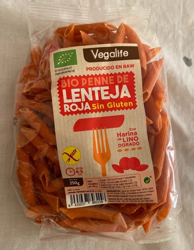 Bio Penne de Lenteja Roja