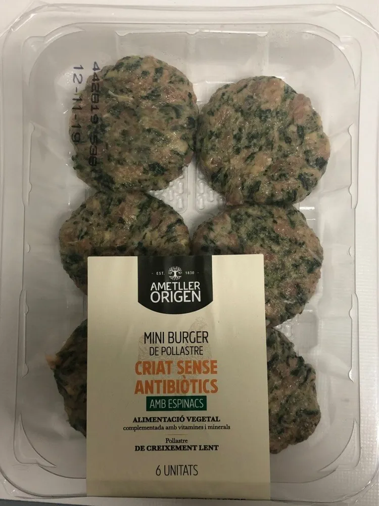 Mini burguer de pollastre amb espinacs