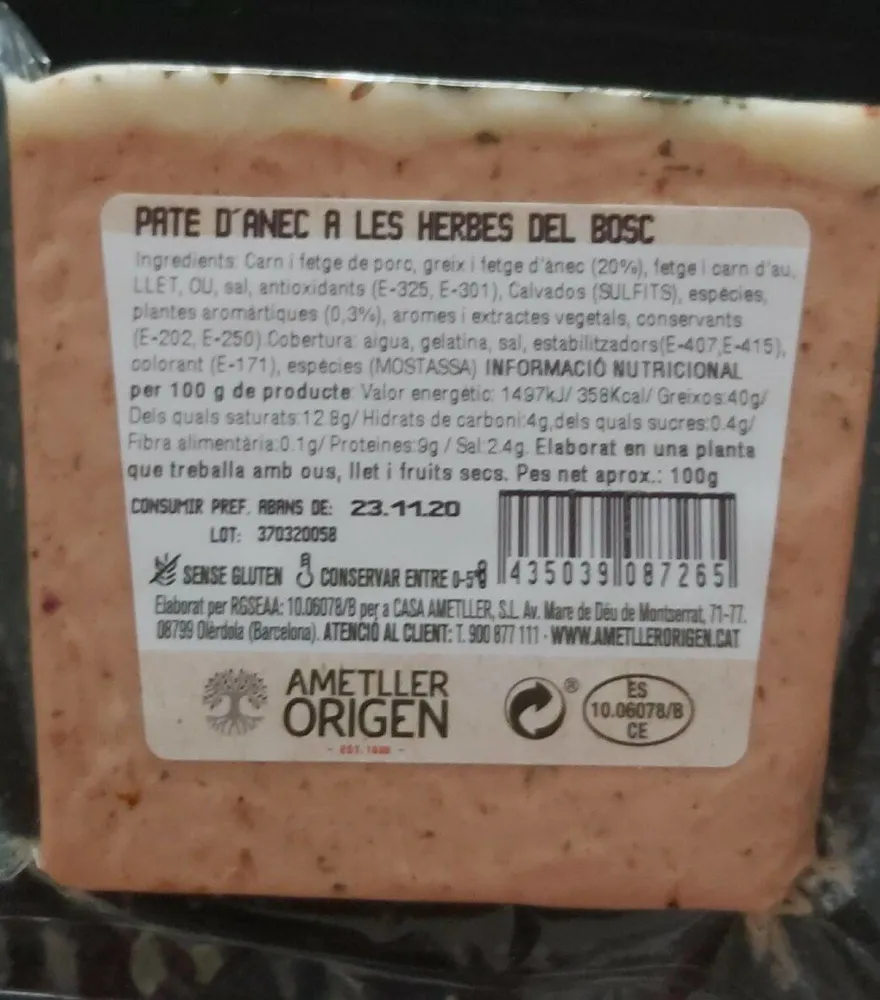 Pâte d'ànec a les herbes del bosc