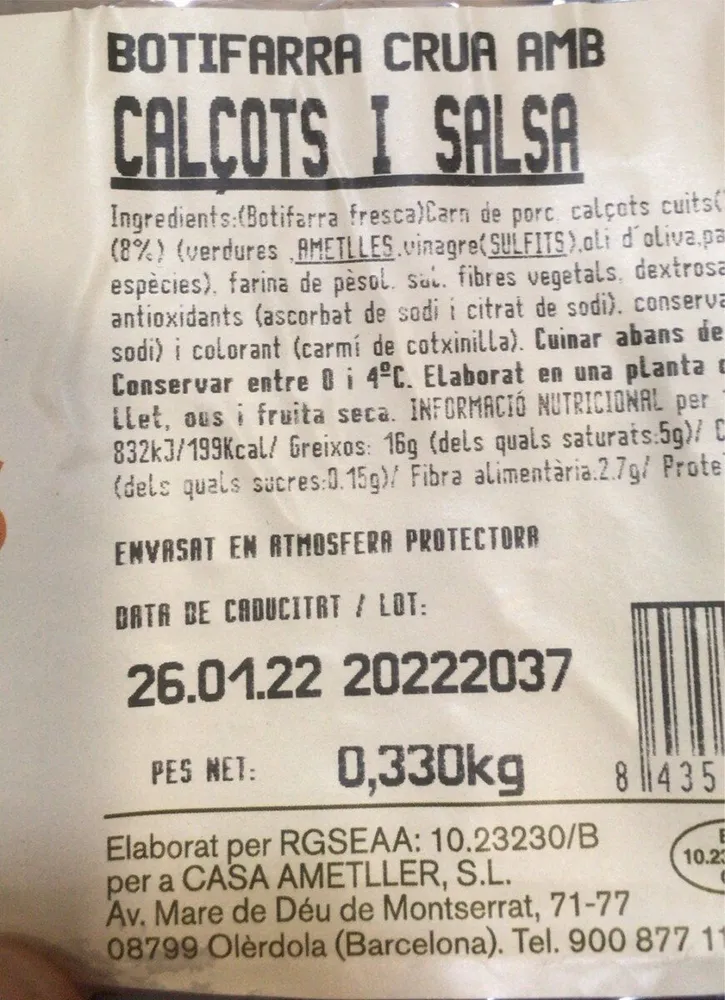 Botifarra crus amb calçots