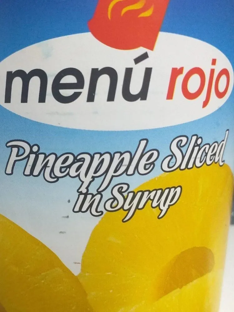 Menu rojo piña en rodajas