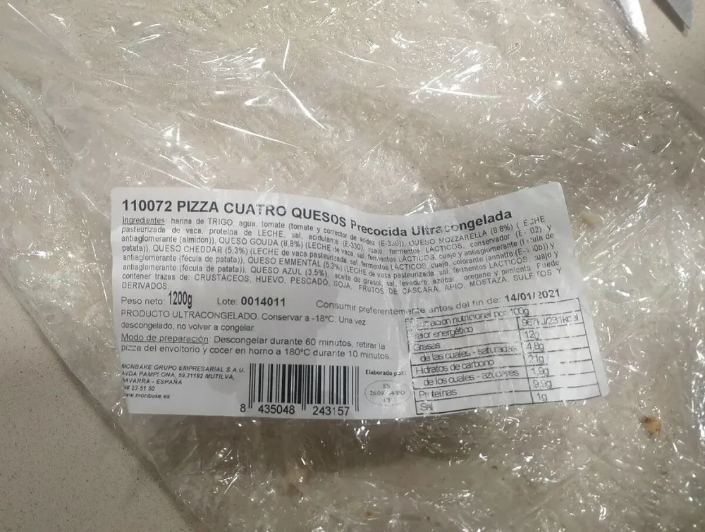 Pizza cuatro quesos