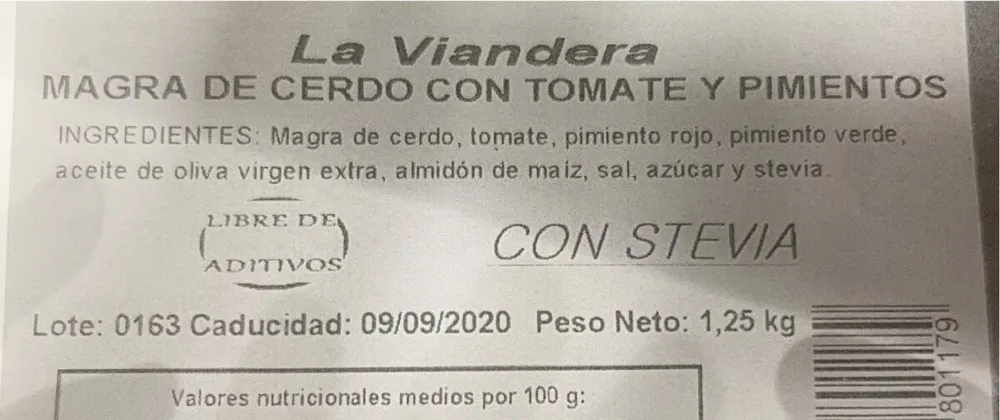 Magra de cerdo con tomate y pimientos