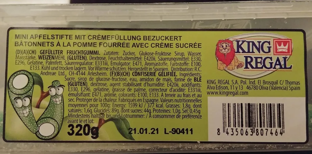 Bâtonnets à la pomme fourrée avec crème sucrée