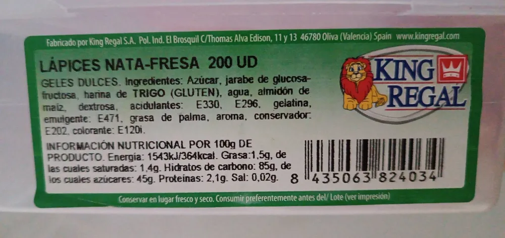 Lápices nata-fresa 200u