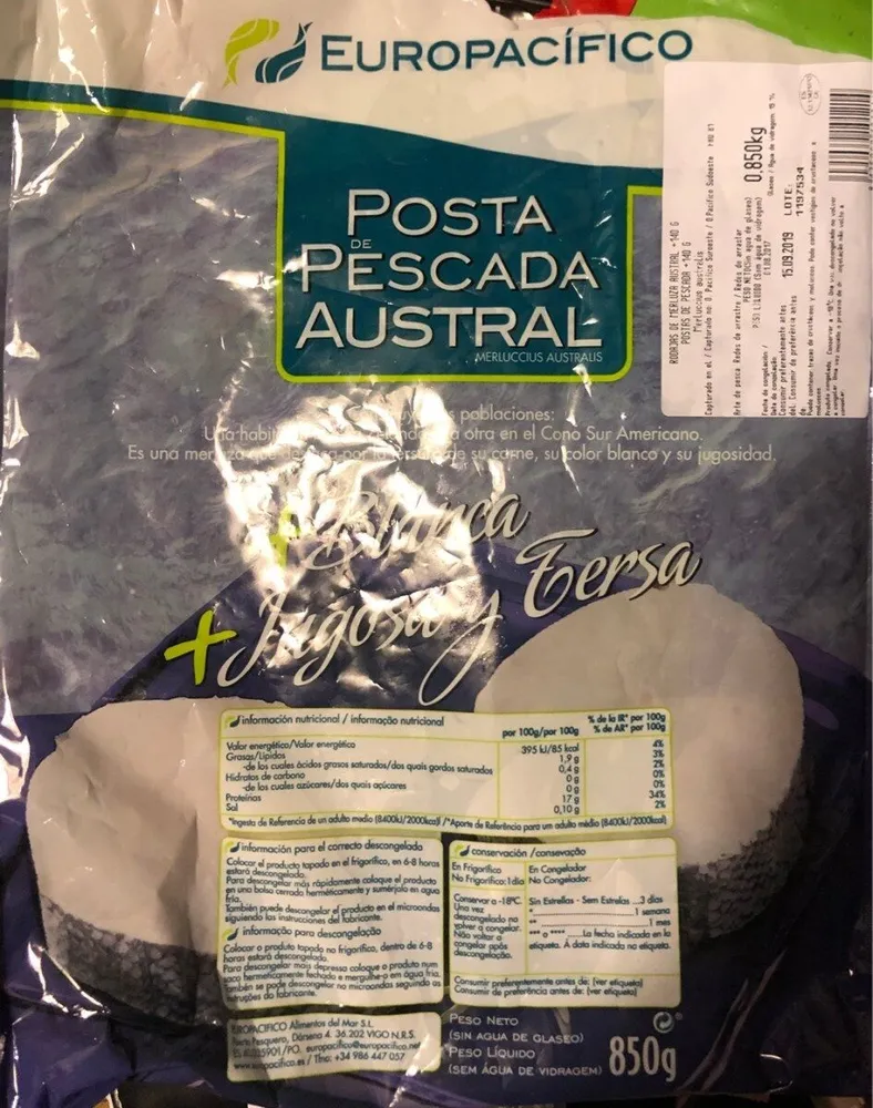 Posta de pescada austral