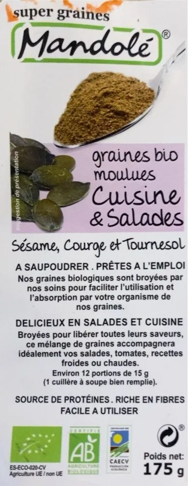 Graines bio moulues cuisine et salades