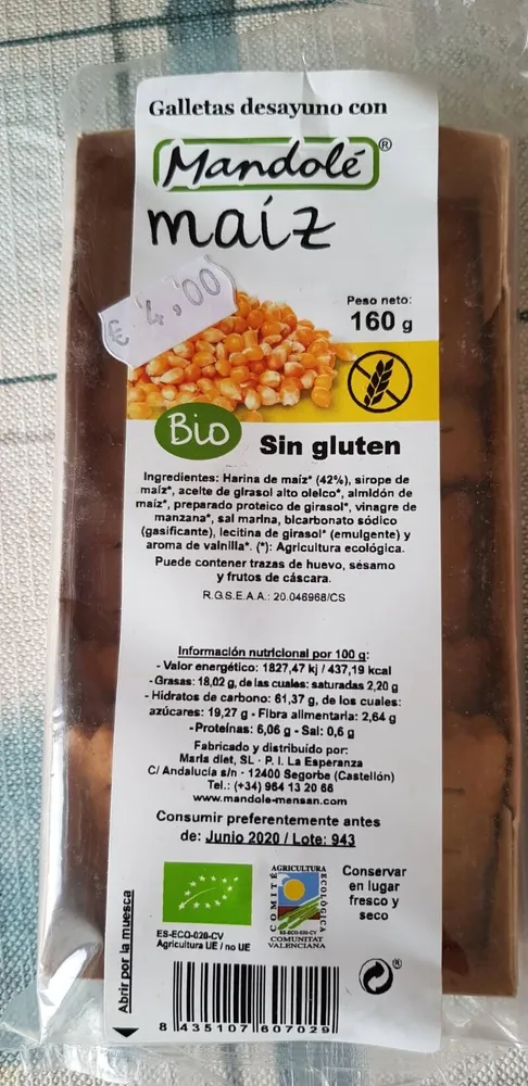 Galletas desayuno con maiz