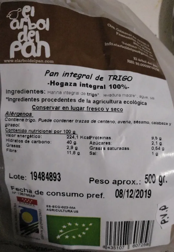 Pan Integral de trigo