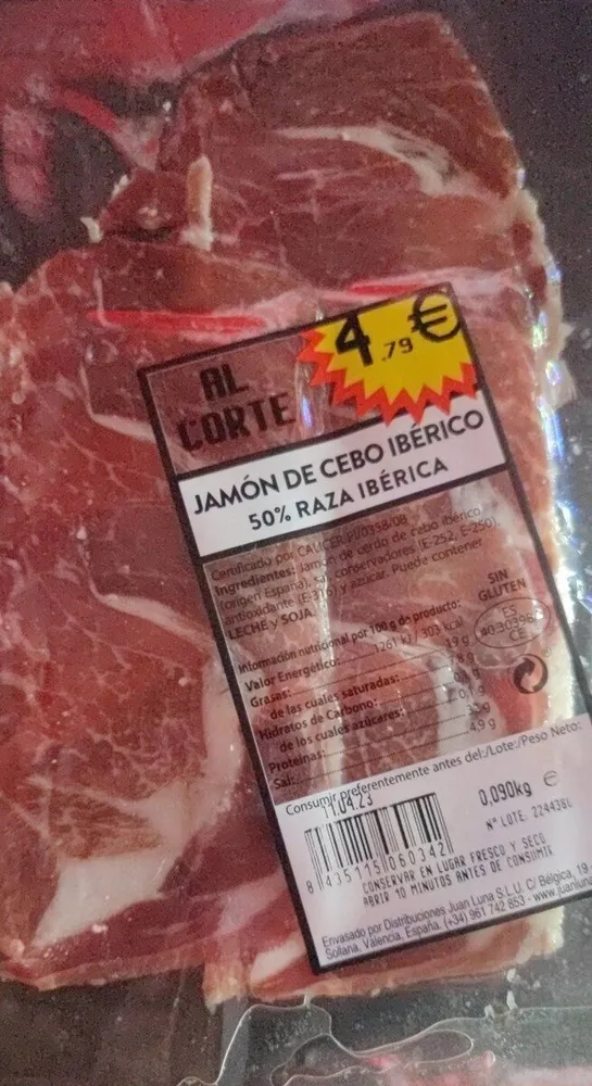 JAMÓN DE CEBO IBÉRICO 50% RAZA IBERICA