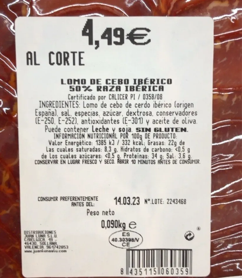 Lomo de cerdo ibérico 50% raza ibérica