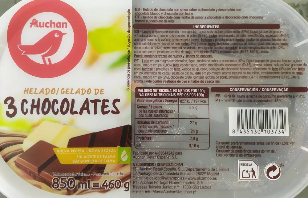 Helado 3 chocolates