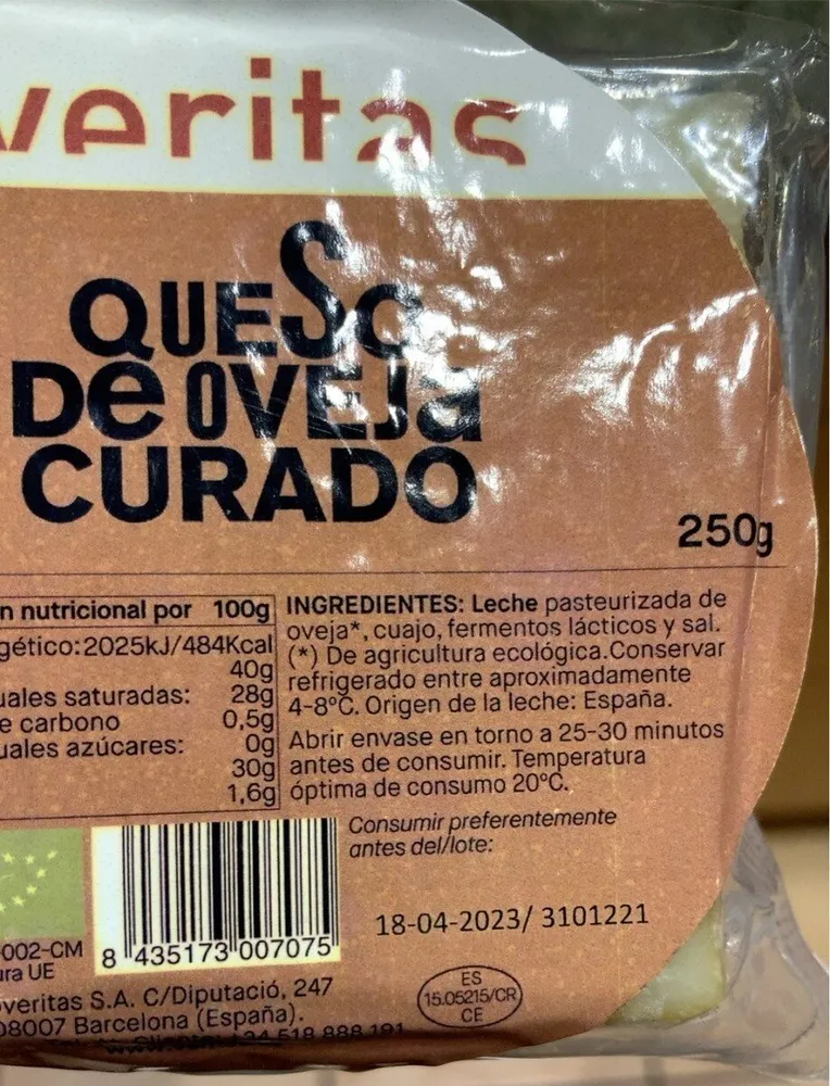 Queso de oveja curado Veritas