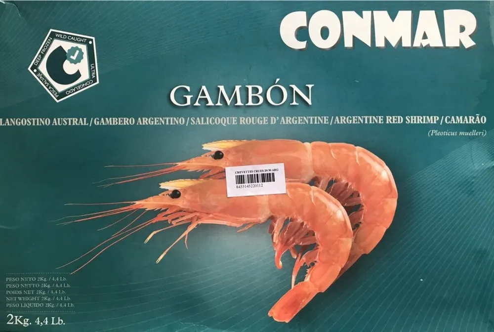 Gambas rouges d'Argentine