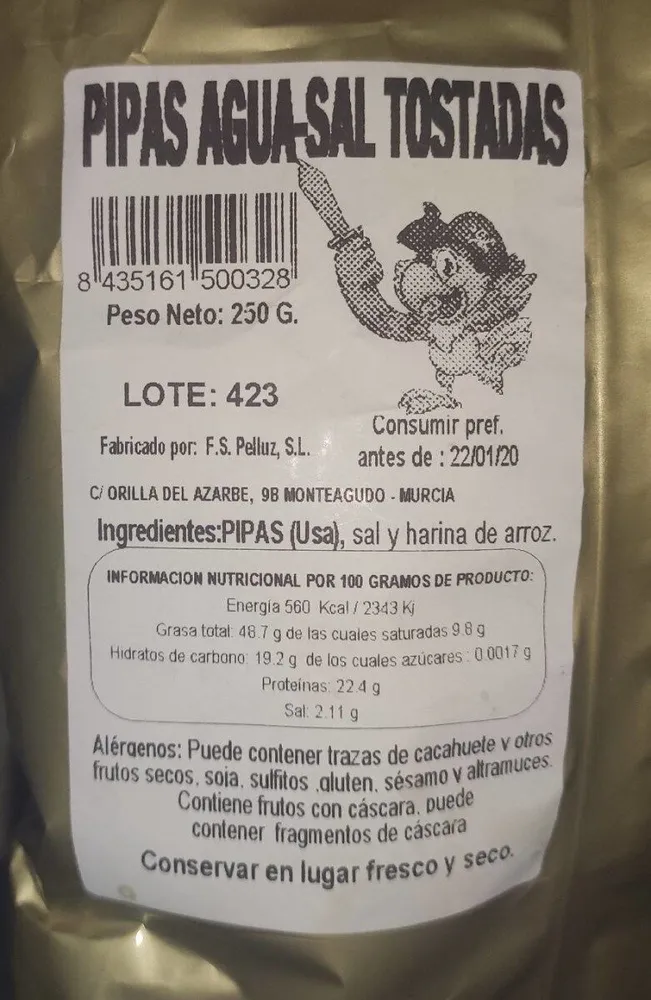 Pipas agua-sal tostadas