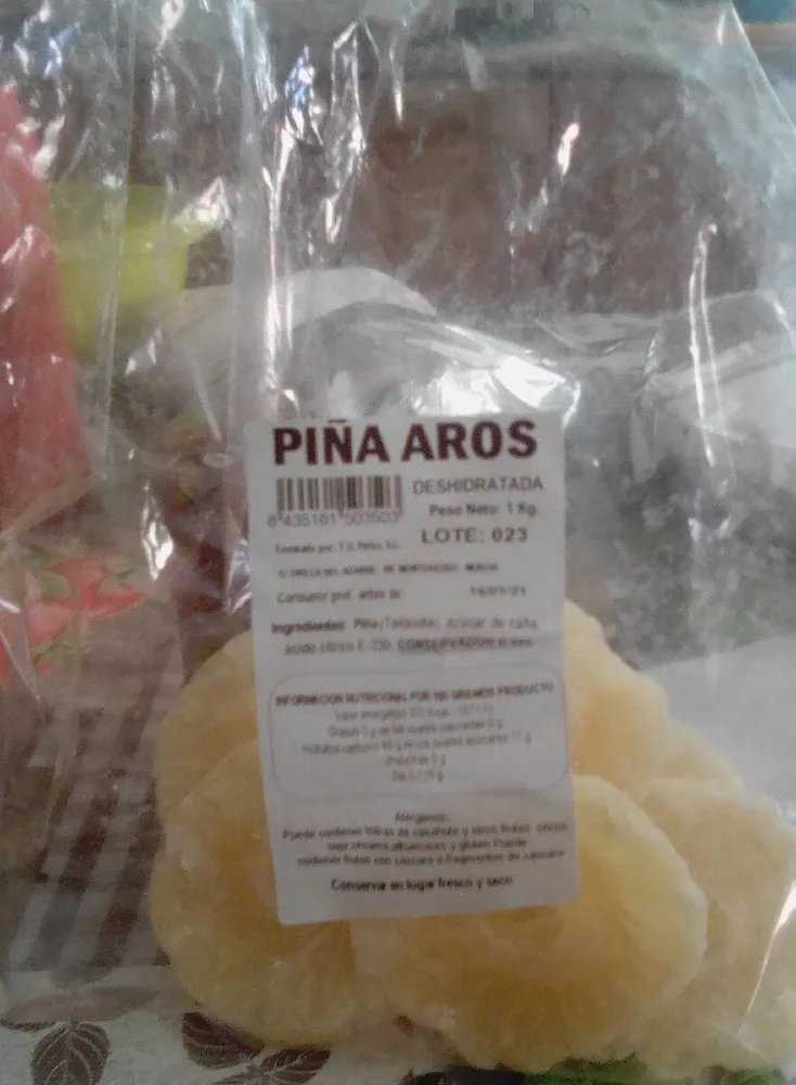Piña aros deshidratada