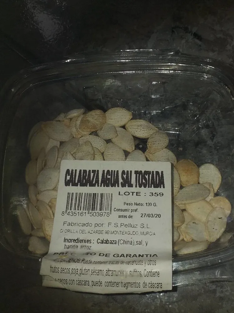Calabaza agua sal tostada
