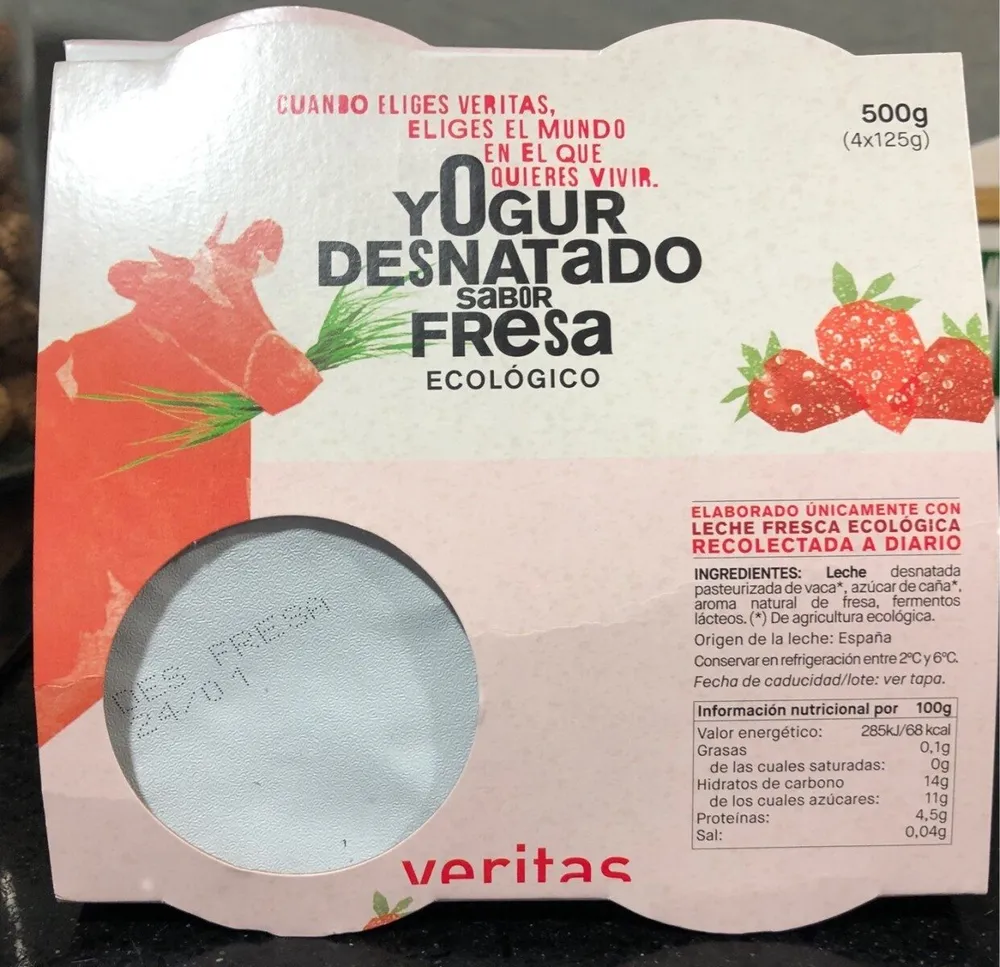 Yogur desnatado sabor fresa ecologico