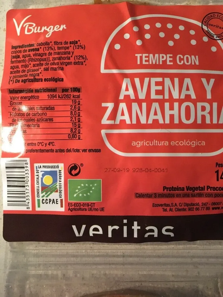 Burguer  avena y zanahoria