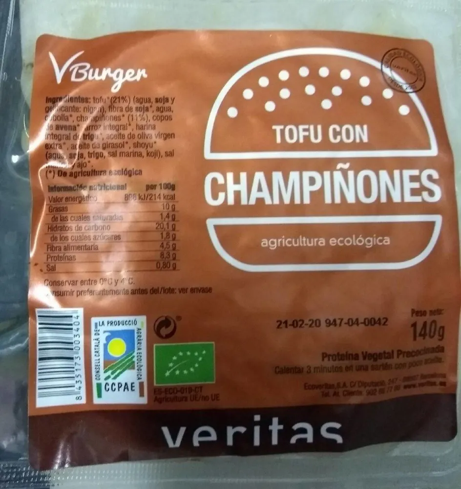 VBurger Tofu con champiñones