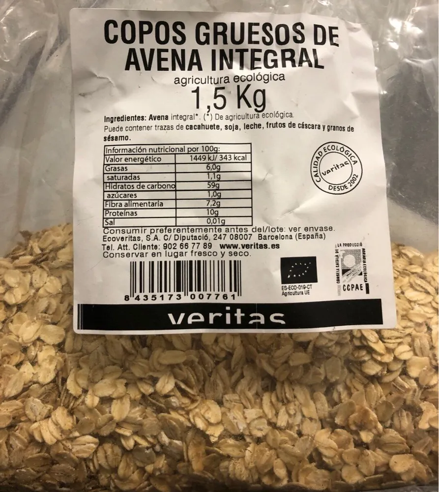 Copos gruesos de avena integral