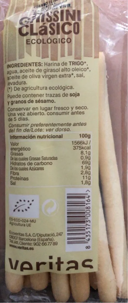 Grissini clásico ecológico