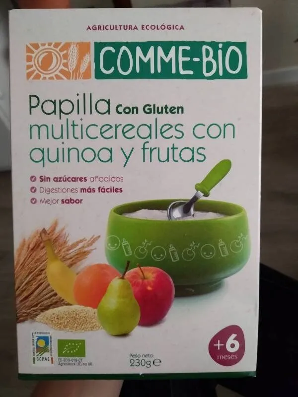 Papilla multicereales con quinoa y frutas