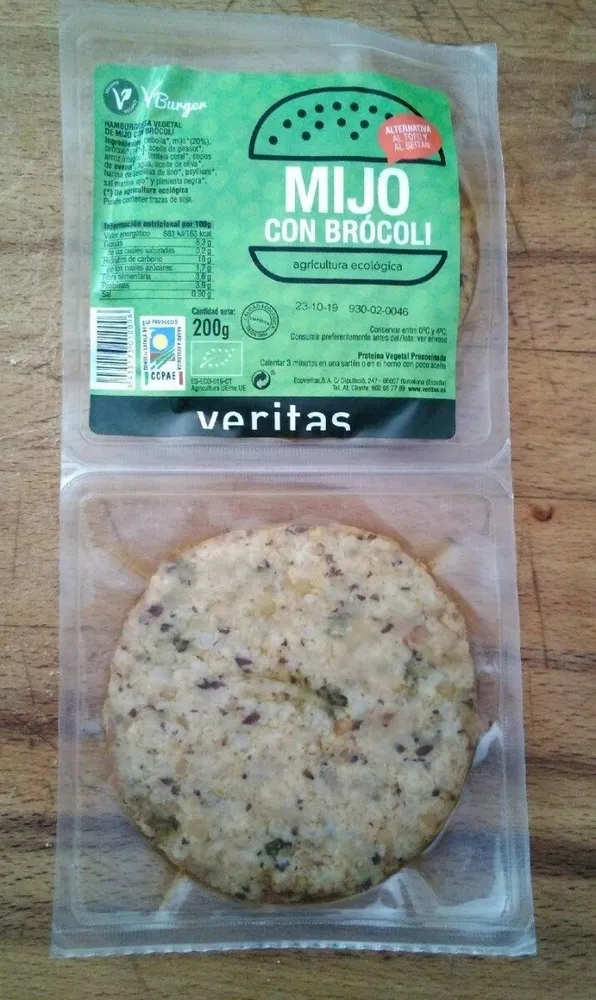 Hamburguesa vegetal Mijo Brocoli