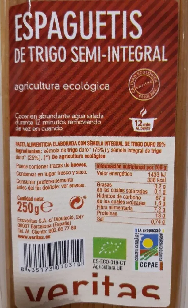 Espaguetis trigo semi-integral