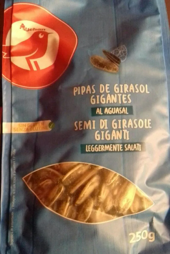 Pipas de girasol gigantes al aguasal