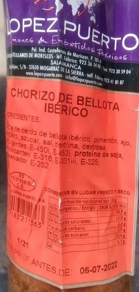 Chorizo ibérico de bellota