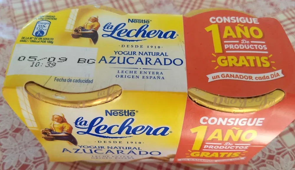 Yogur la Lechera natural azucarado