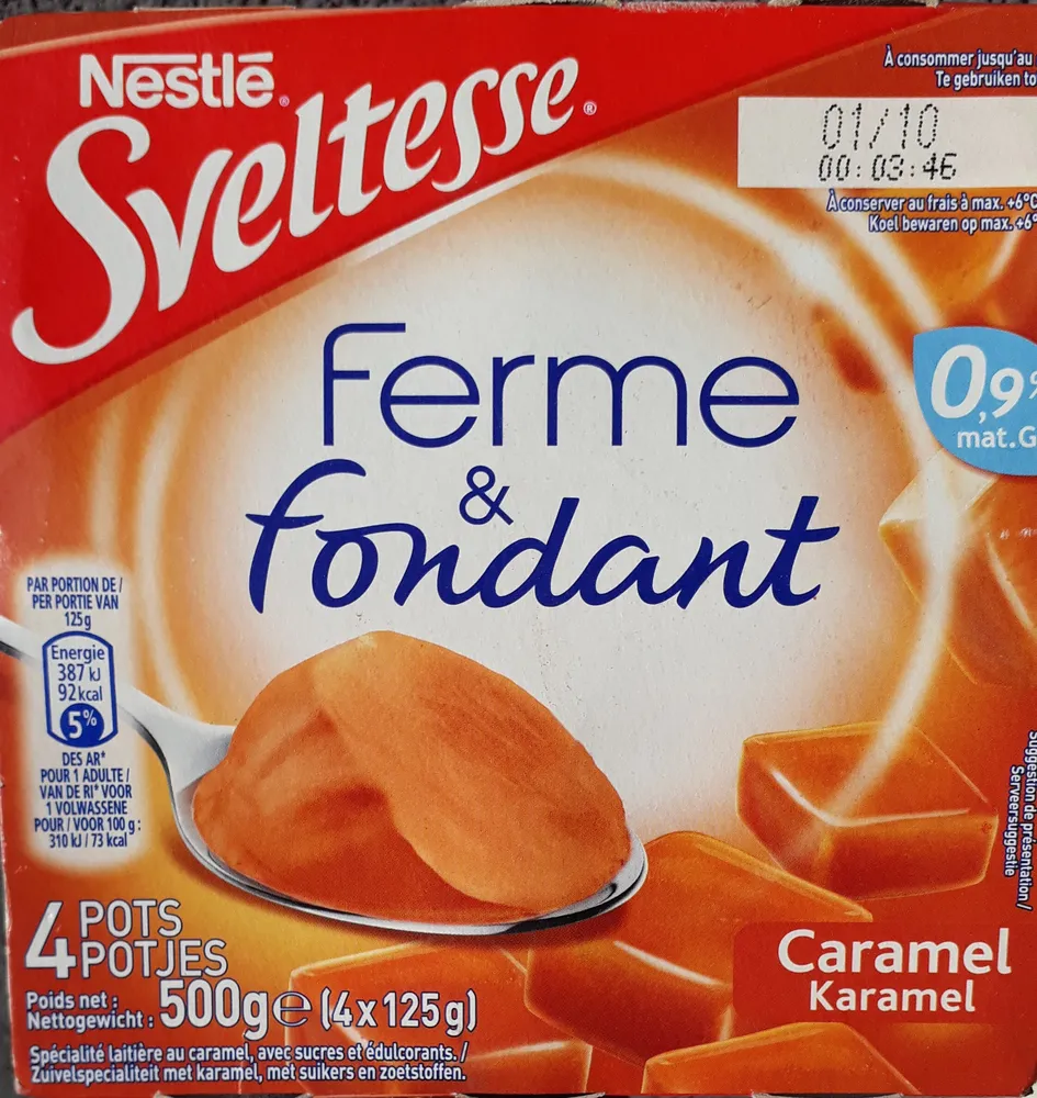 Sveltesse Ferme et Fondant saveur caramel 4x125g prix choc