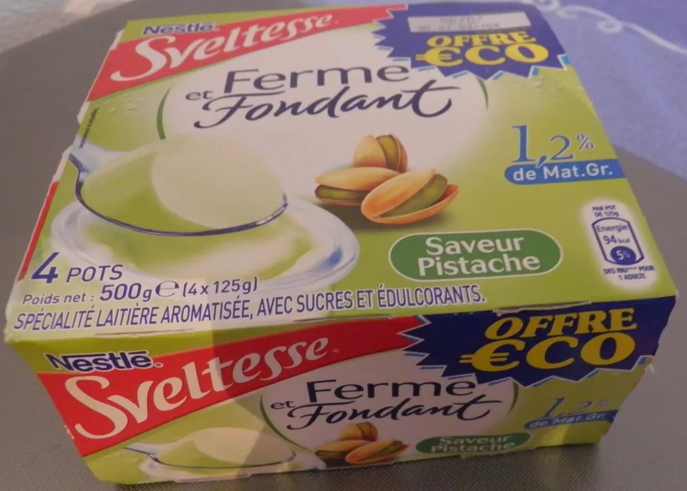 Ferme & Fondant, Saveur Pistache (1,2 % MG), Offre €co (4 Pots)